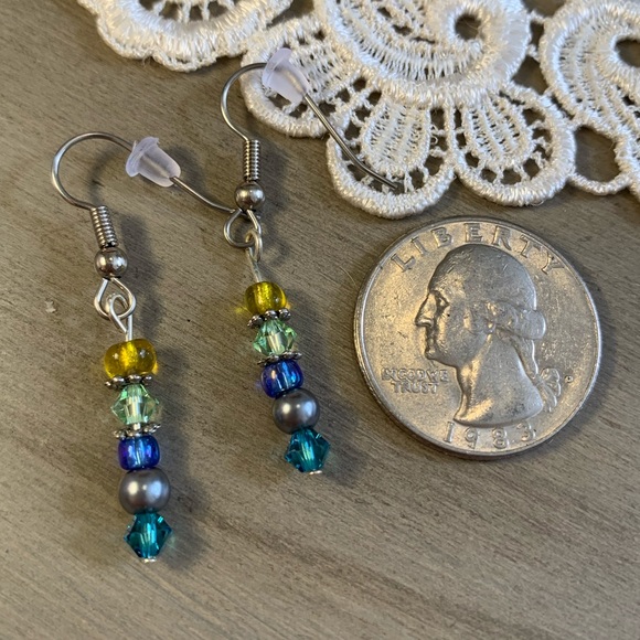 Handmade Swarovski & mixed media earrings, new - Picture 3 of 5